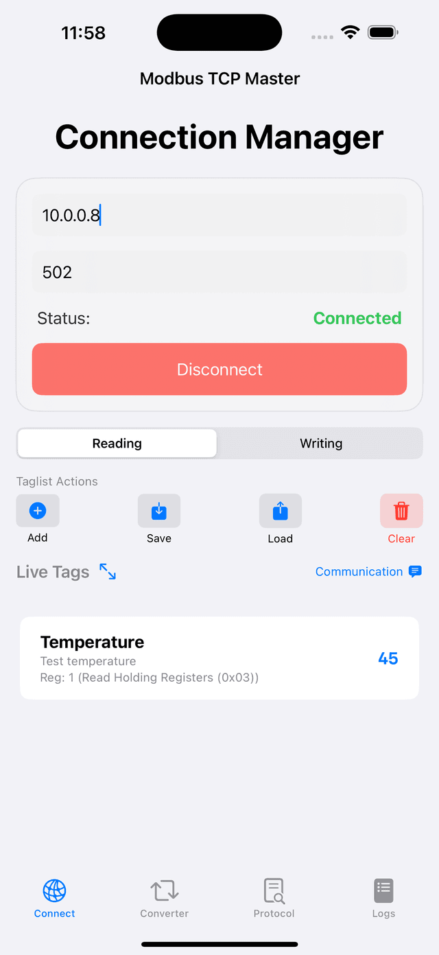 Modbus TCP Client screenshot 1