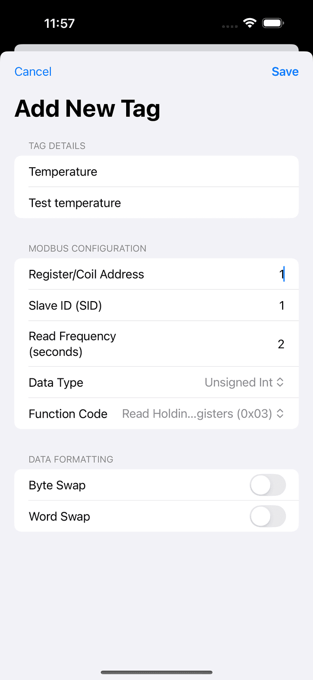 Modbus TCP Client screenshot 2